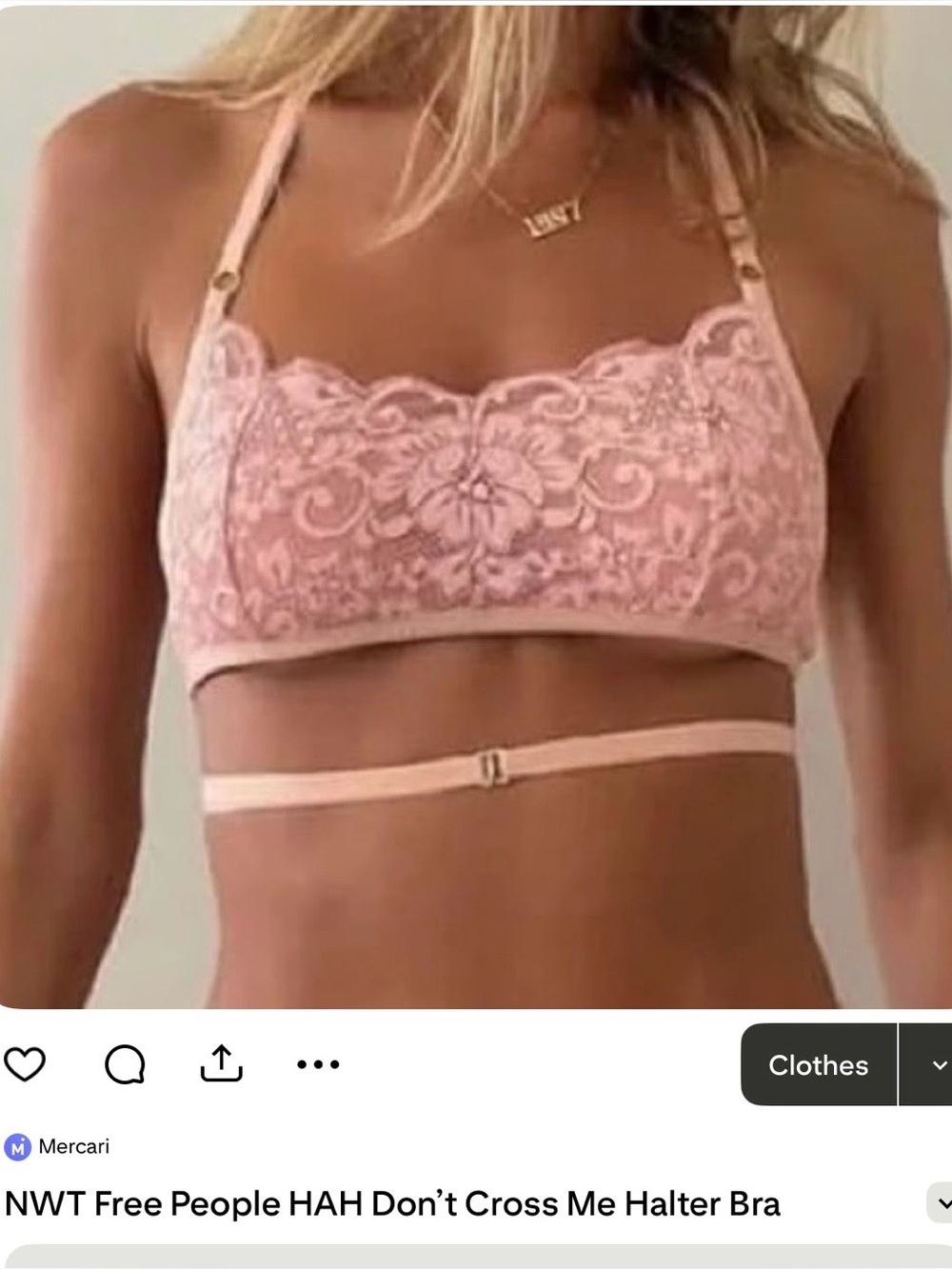 Free People Lace Halter Bralette in Dusty Pink